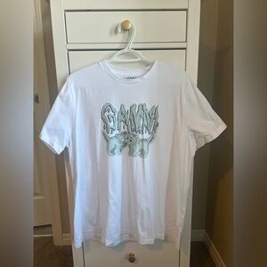 GANNI White Love Cats Graphic T-shirt